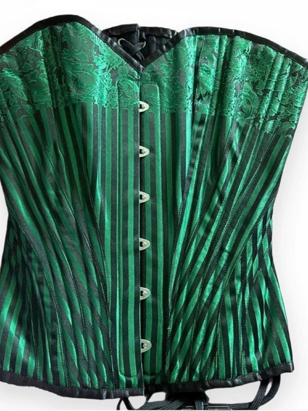 Aster Green & Black Striped Corset Top